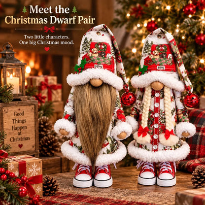 😍Festive Gnome Couple Figurines – Bearded & Braided Hair🎄