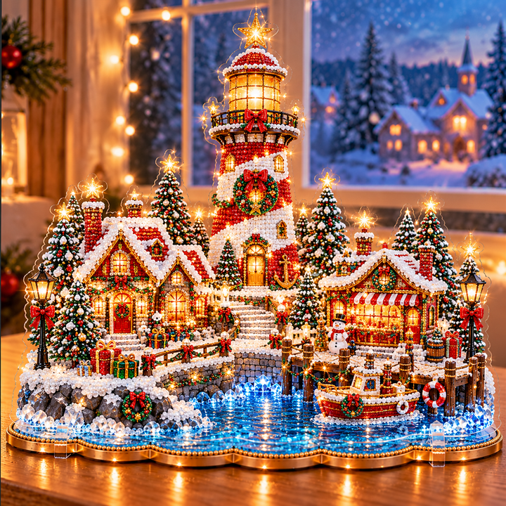 Christmas Lighthouse diamond art scene