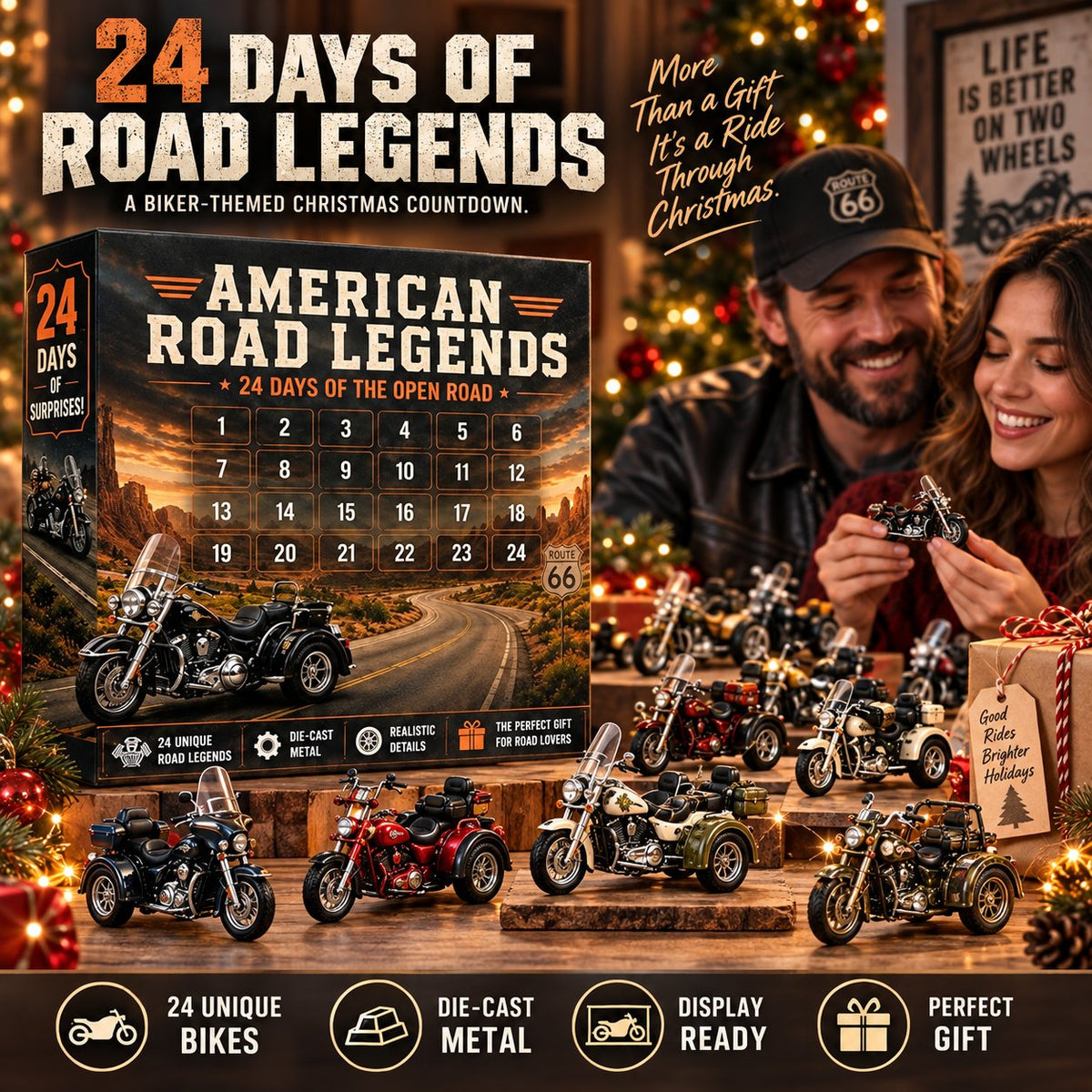 24-Day Motorcycle Advent Calendar | Premium Biker Holiday Gift 2D