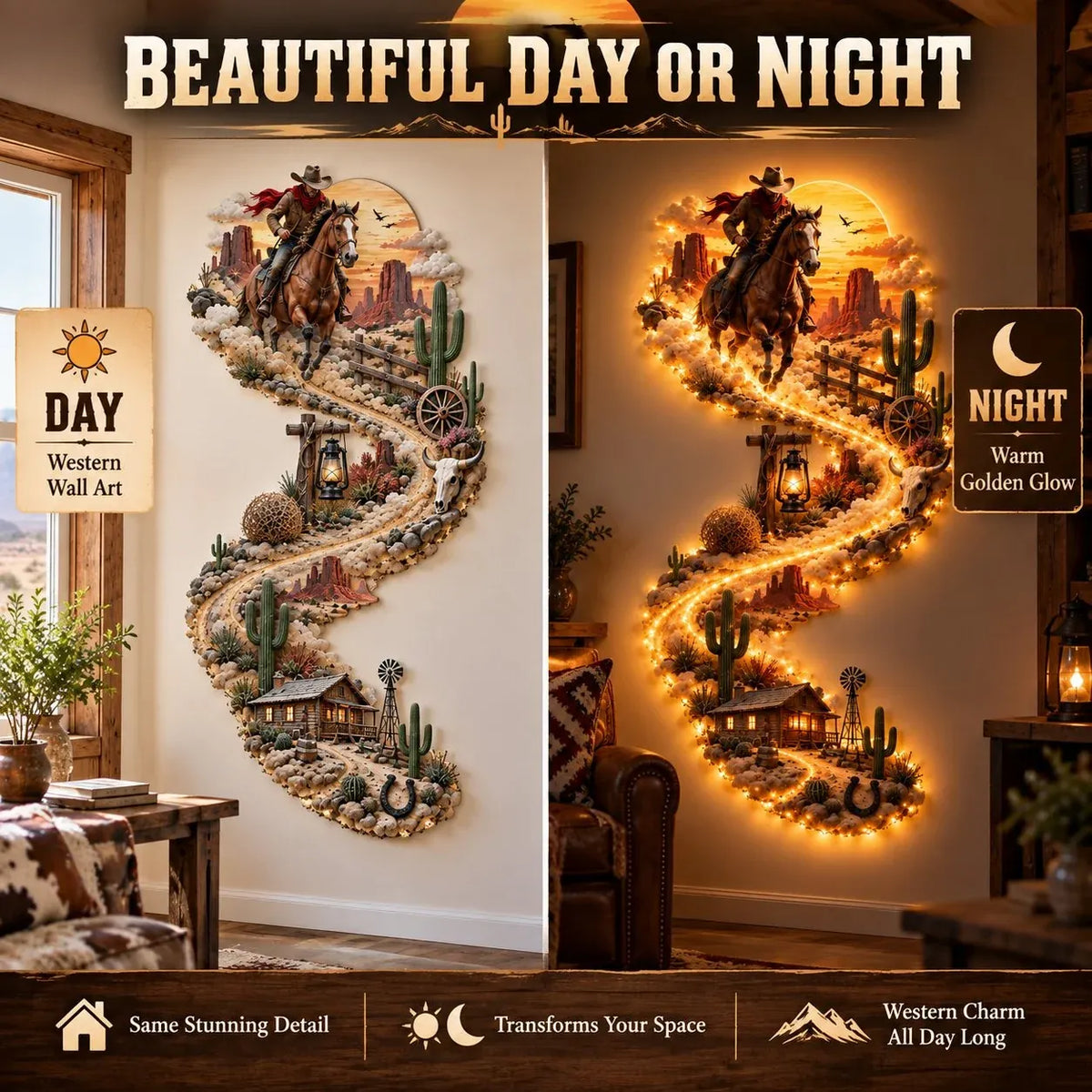 🔥Western Cowboy LED Wall Decor -✅Easy to assemble ✅Sturdiness