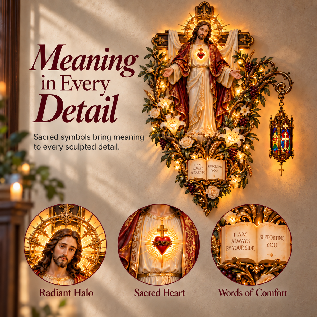 ✝️✨ Always Beside You – Sacred Heart Jesus Wall Light