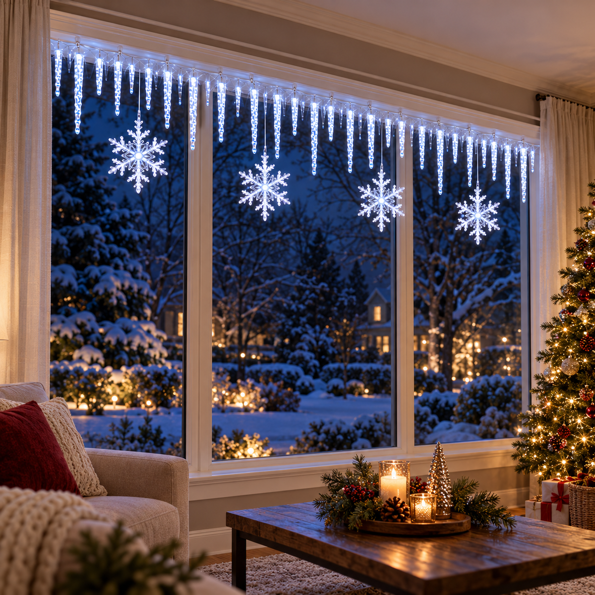 ❄️ Winter Glow – Snowflake & Icicle Christmas Lights ✨