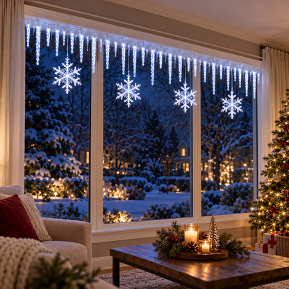 ❄️ Winter Glow – Snowflake & Icicle Christmas Lights ✨