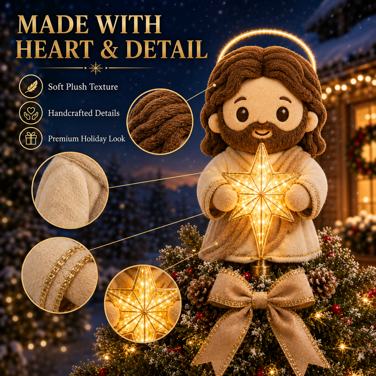 🙏 Cute Jesus Christmas Tree Topper – A Touch of Faith for the Holidays