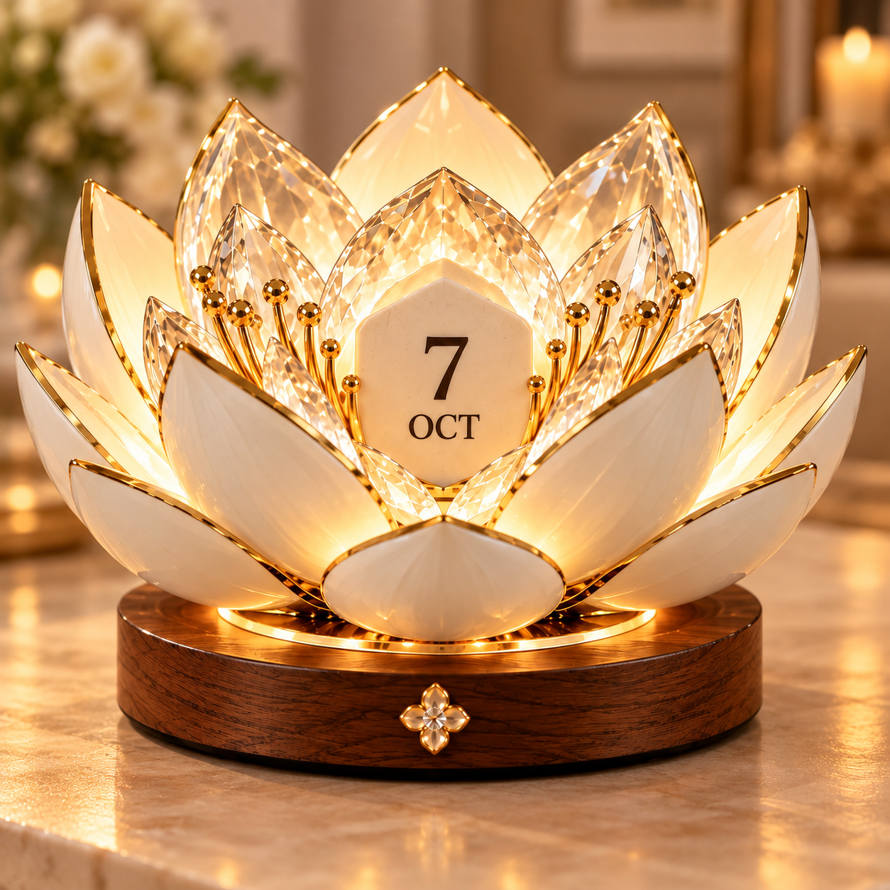 Champagne Ivory blooming calendar in warm ivory and champagne tones