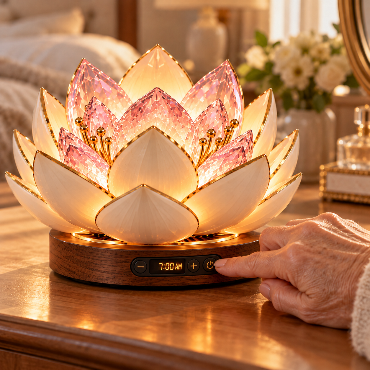 Rear setup controls on the automatic blooming calendar