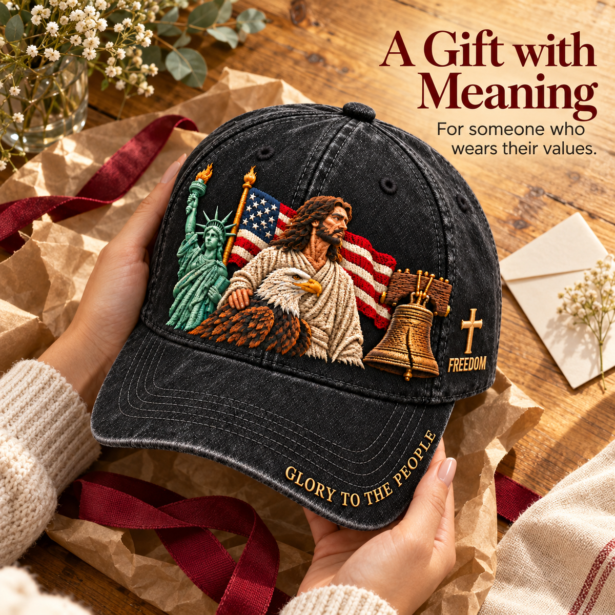 ✝️ Faith & Freedom – American Heritage Embroidered Cap 🧢
