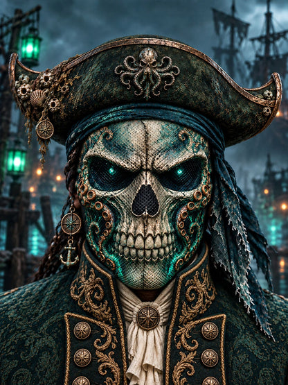 Men's Retro Fun Pirate Skull Print Face Mask