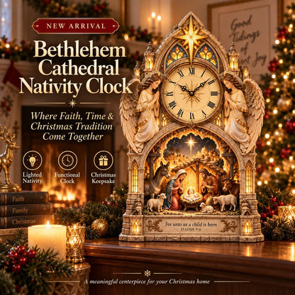 🔥🪽Bethlehem Nativity Cathedral Clock – A Glowing Tribute to the Christmas Story
