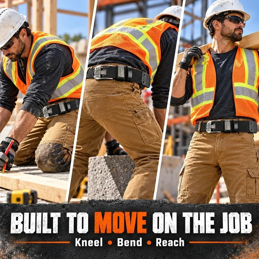 100% Handmade in USA-🔥 No-Hole Adjustable Stretch Work Belt with Square Metal Buckle