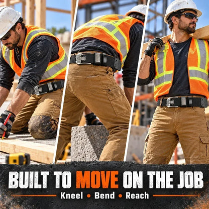 100% Handmade in USA-🔥 No-Hole Adjustable Stretch Work Belt with Square Metal Buckle