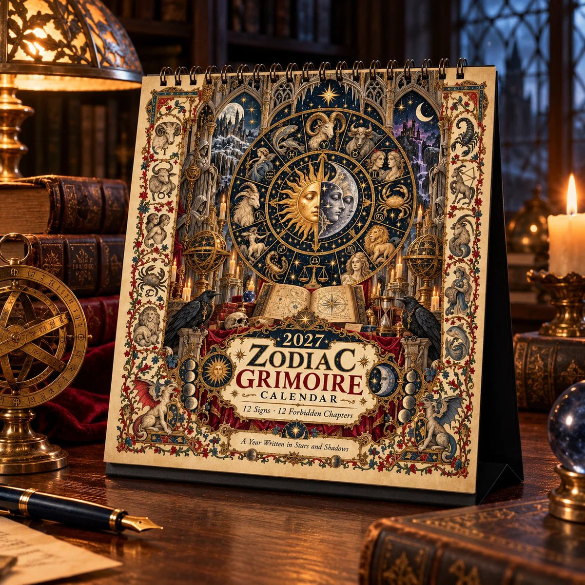 📅Hardcover-Spiral 2027 Zodiac Grimoire Calendar™ -✨12 Signs, 12 Forbidden Chapters