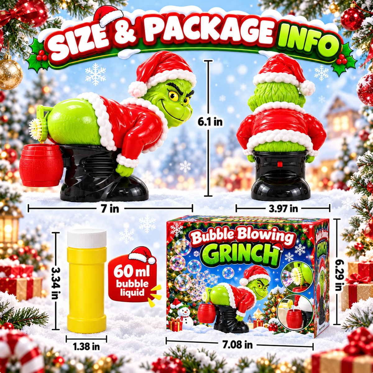 Funny Christmas Grinch Bubble Blower Toy – Automatic Bubble Machine with Music