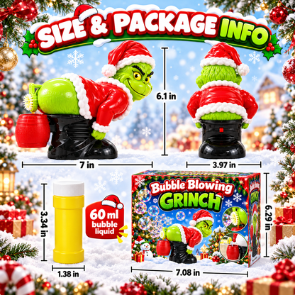 Funny Christmas Grinch Bubble Blower Toy – Automatic Bubble Machine with Music