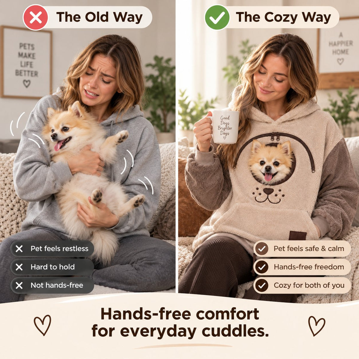 ⏰LAST DAY 50% OFF 🐾 Cozy Pet Carrier Hoodie — Built-In Pouch for Cats & Small Dogs