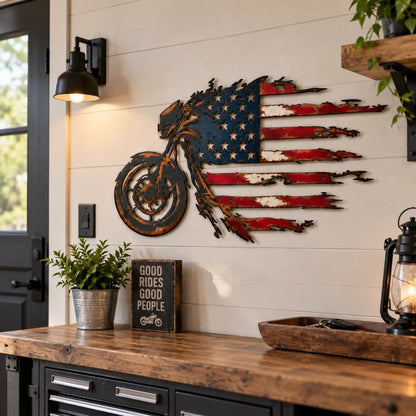🔥American Pride Motorcycle Metal Wall Art