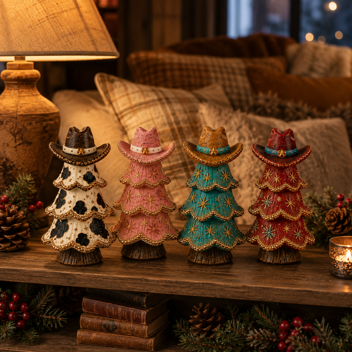 Figuritas de vaqueros de estilo navideño para el árbol