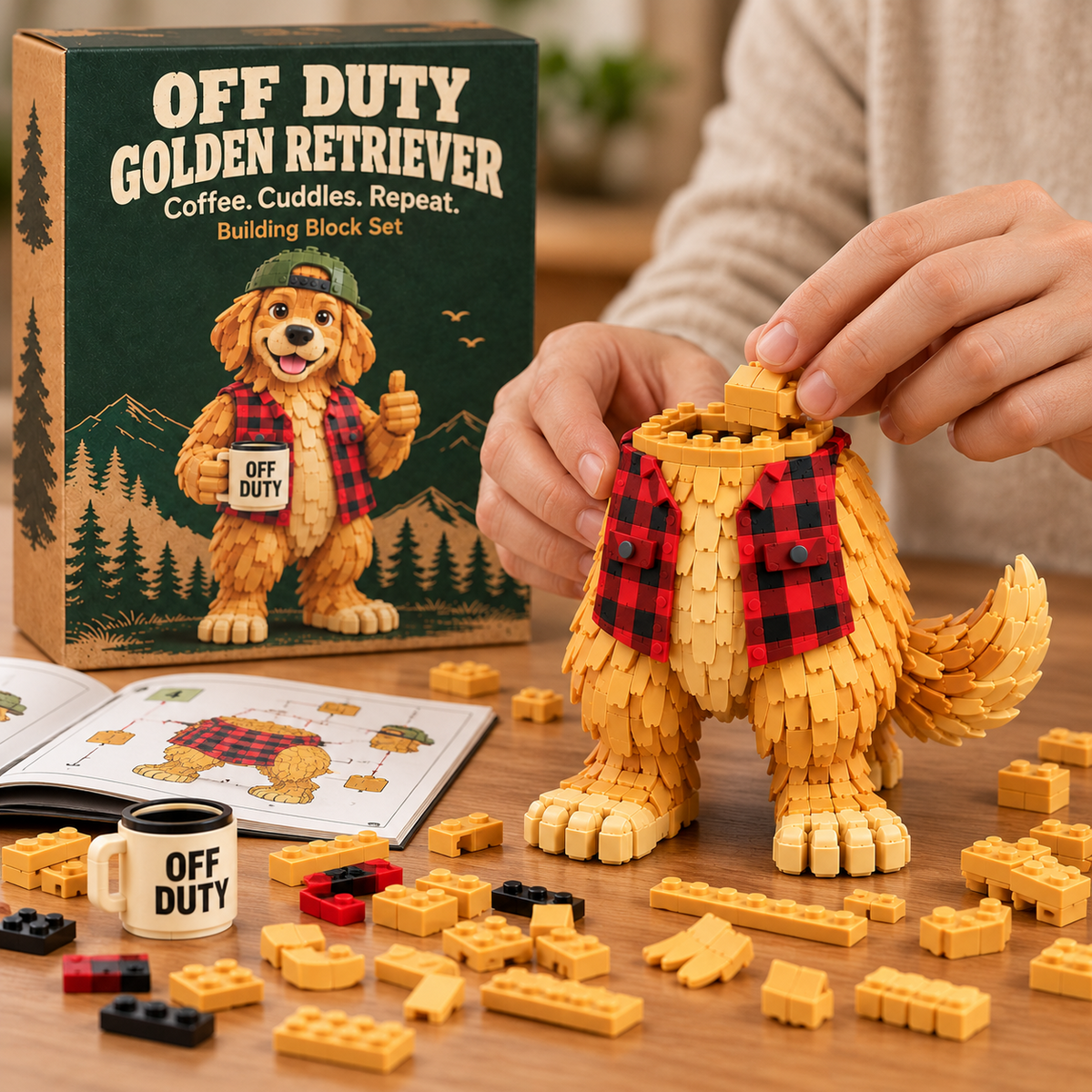 🔥OFF DUTY Golden Retriever™ – Buildable Dog Lover’s Desk Companion-💕Step-by-Step Guide Included