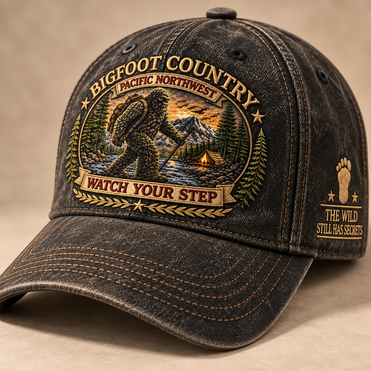 Vintage Black Bigfoot Country Cap