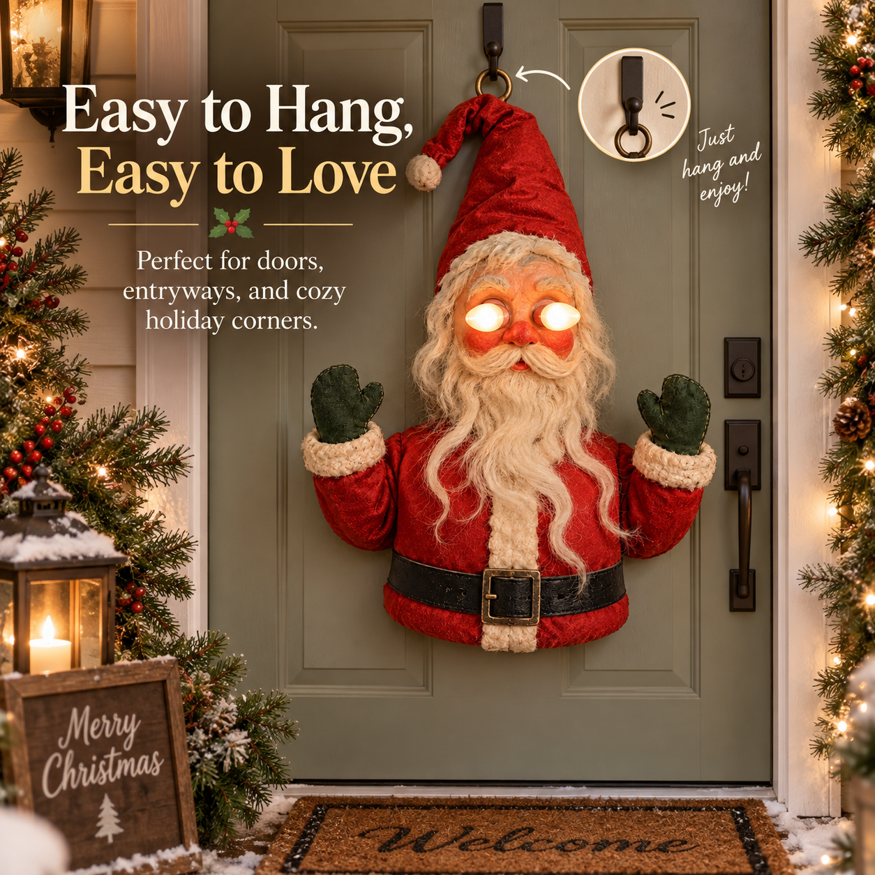 Easy to hang Santa Christmas decoration