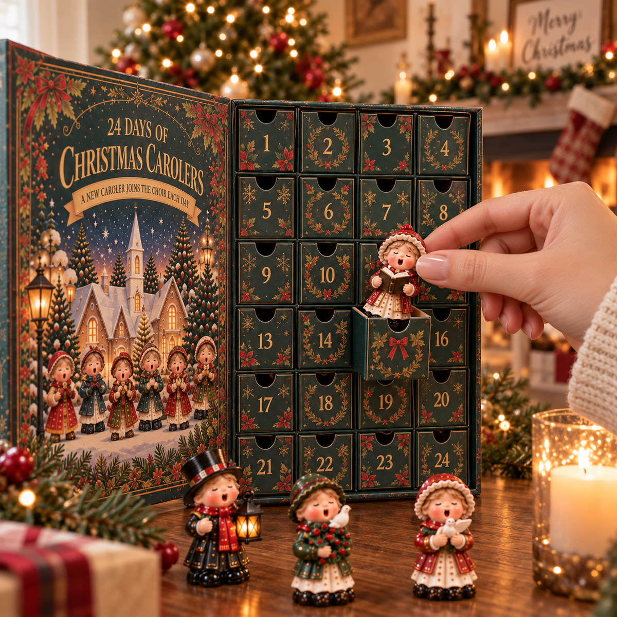 24 Days of Christmas Carolers Advent Calendar – Vintage Holiday Village Collectible Decorations for Mantel, Tabletop &amp; Christmas Gifts