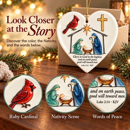 🤍✨ Sacred Stories™ Sea Glass Relief Bible Verse Heart Ornament ✝️