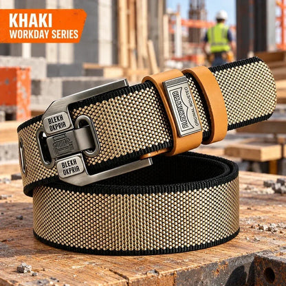 100% Handmade in USA-🔥 No-Hole Adjustable Stretch Work Belt with Square Metal Buckle