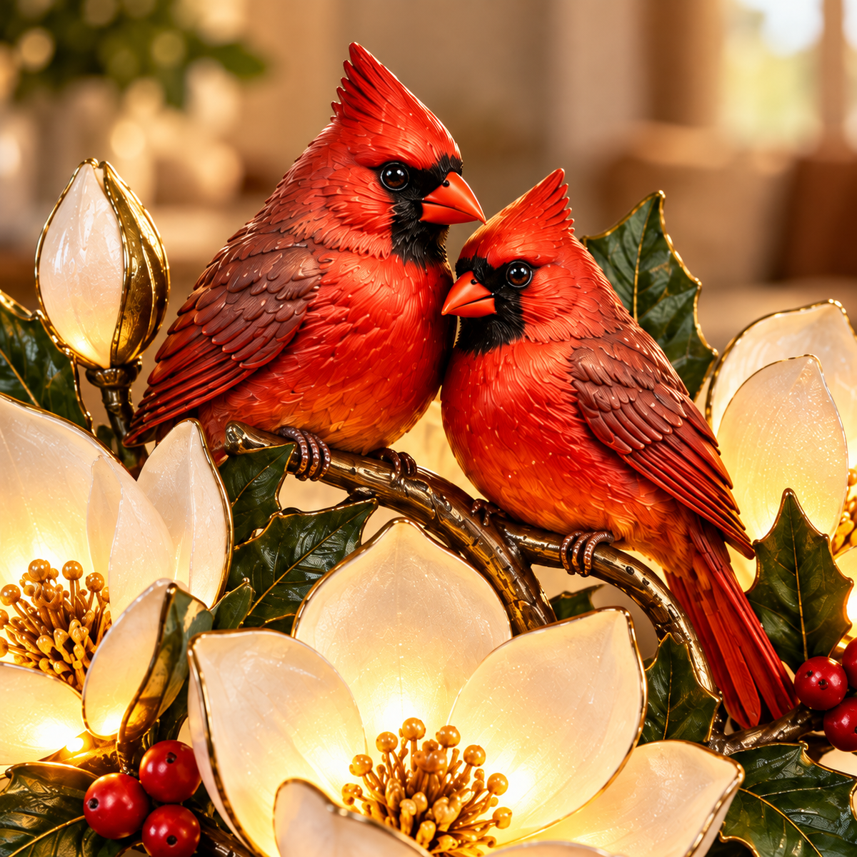 Cardinal Blessing Bloom Figurine