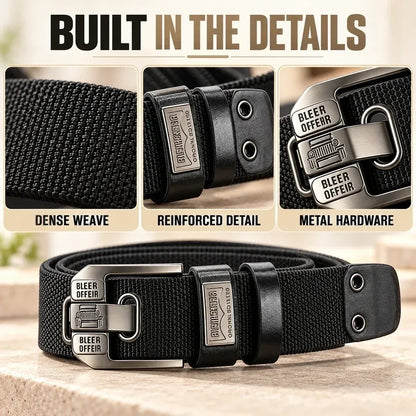 100% Handmade in USA-🔥 No-Hole Adjustable Stretch Work Belt with Square Metal Buckle