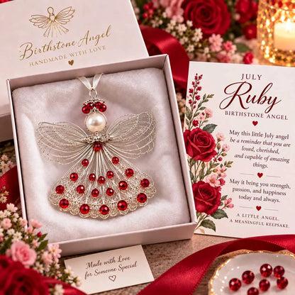⏳ Last Day 50% OFF – 👼Handmade Birthstone Angel Wire Ornament |12 Meaningful Birthstone Colors with Keepsake Card ✨