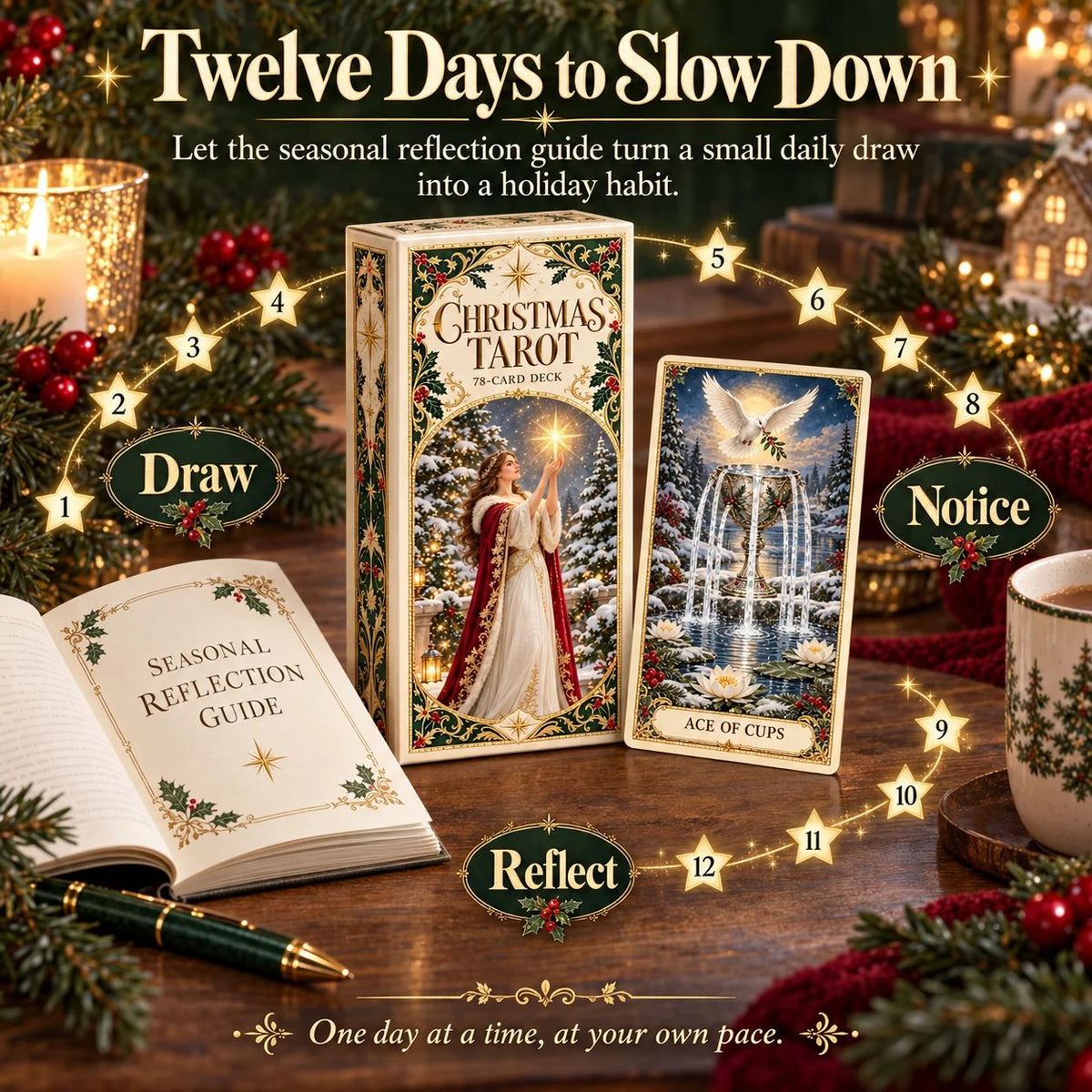 🔥The Enchanted Holiday Tarot – 78 Cards & 12 Days of Rituals🎉