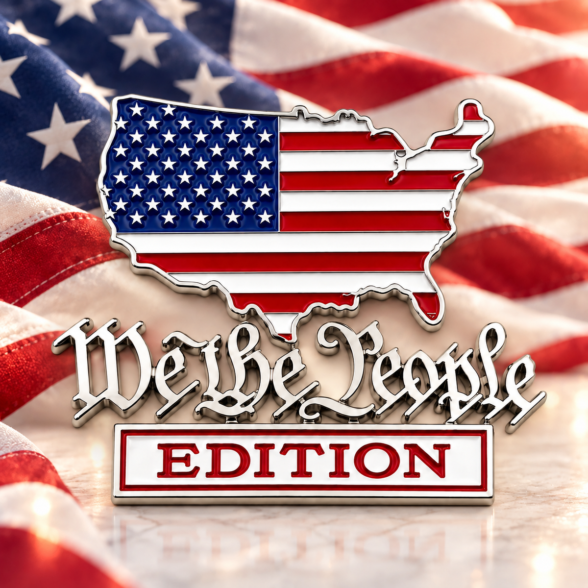 🔥 We The People Edition Car Emblem – Patriotic USA Flag Metal Badge