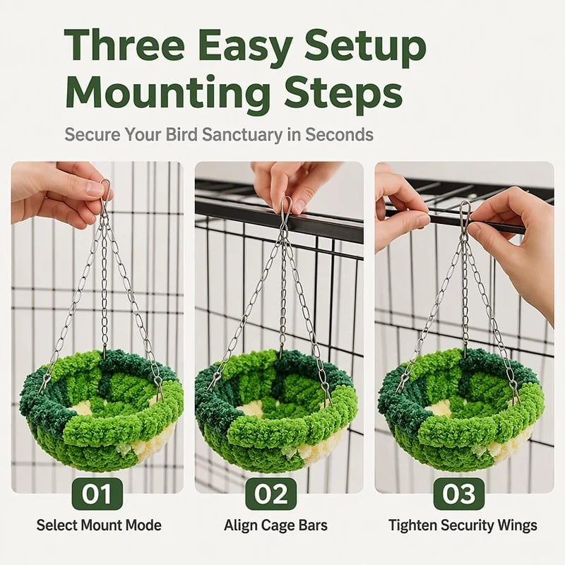 🧶Cozy Bird Hammock – Soft Hanging Cage Bed ✨