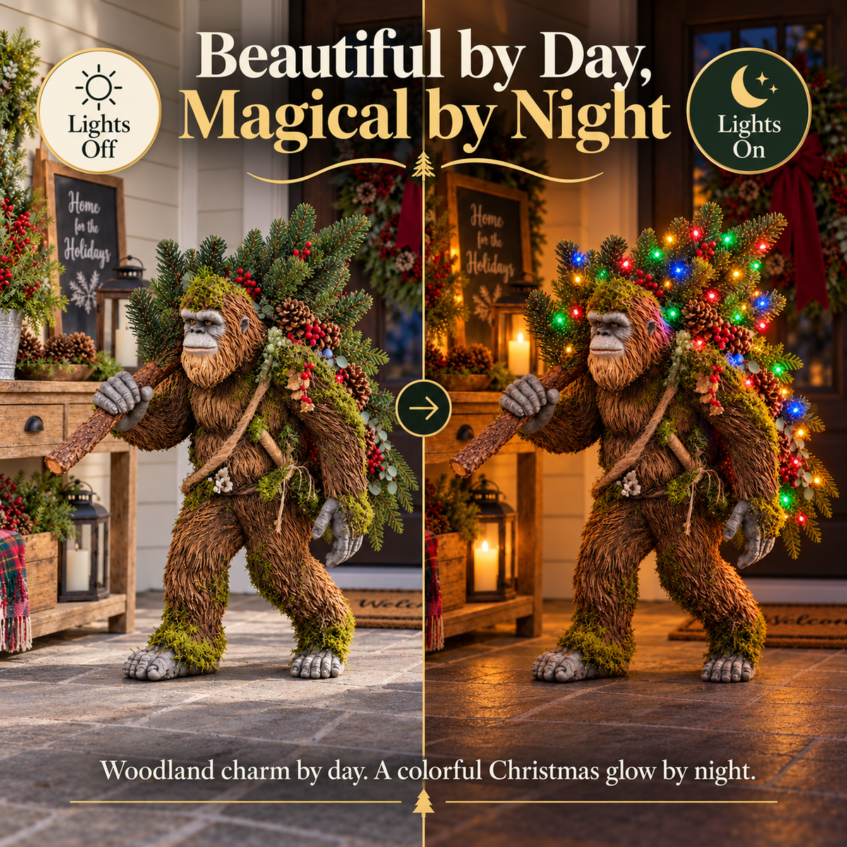 🎄 Woodland Bigfoot – Lighted Christmas Porch Decor