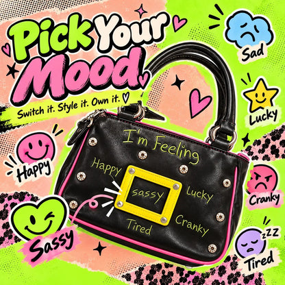 🔥Y2K Shoulder Bag – Interchangeable Embroidered Patches & Buckle Display Window