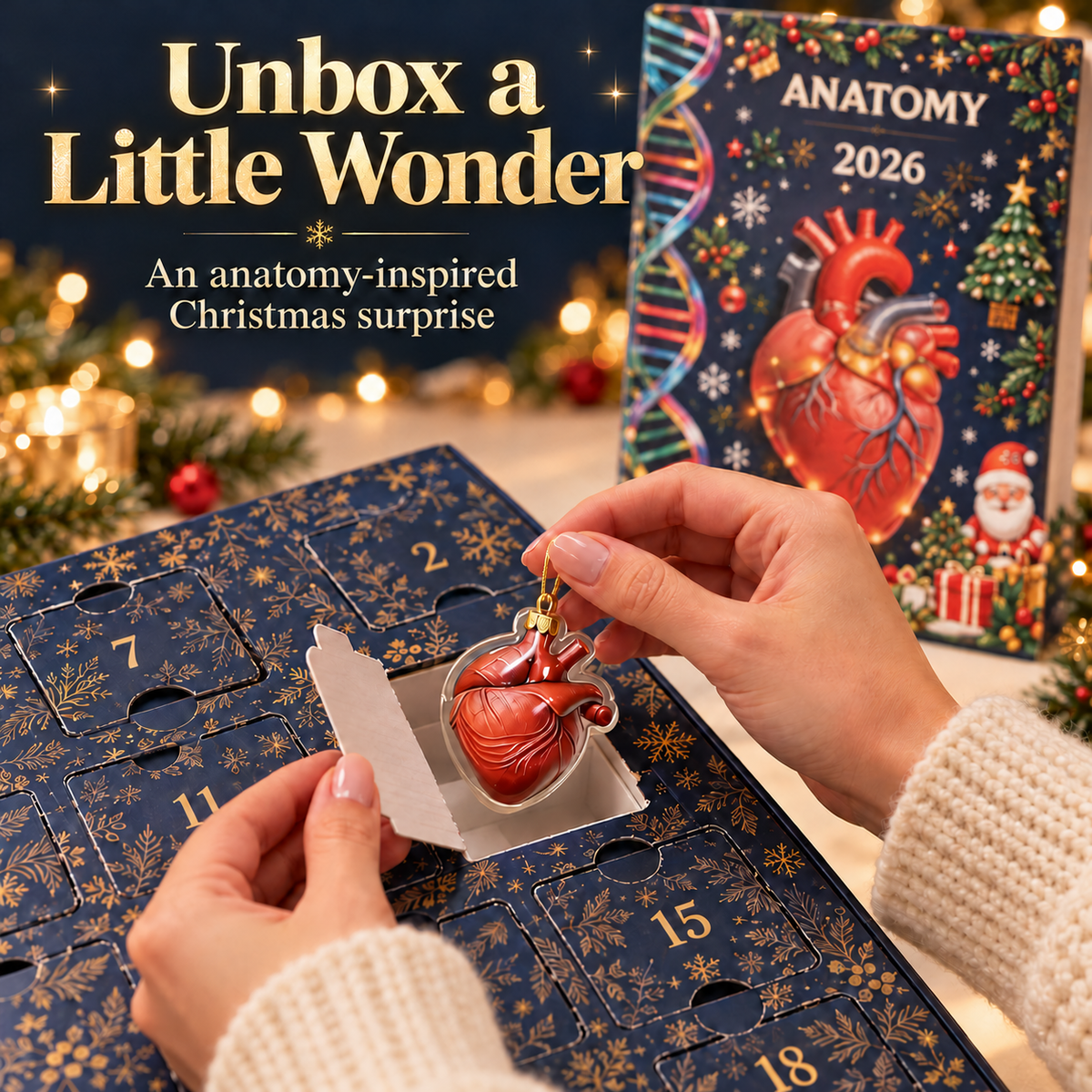 🎄 Anatomy Christmas Advent Calendar – 🎁Unique Organ-Shaped Ornaments & Holiday Surprises for Nurses, Medical Students & Science Lovers