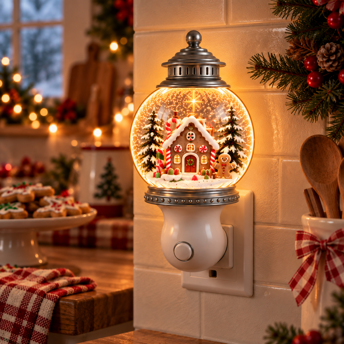 2027 Nestmiro® Cuentos de Navidad que brillan  Luz nocturna de globo de nieve enchufable