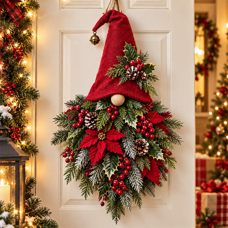 🎄🧙‍♂️ Merry Evergreen Gnome Door Hanger – Whimsical Christmas Front Door Décor