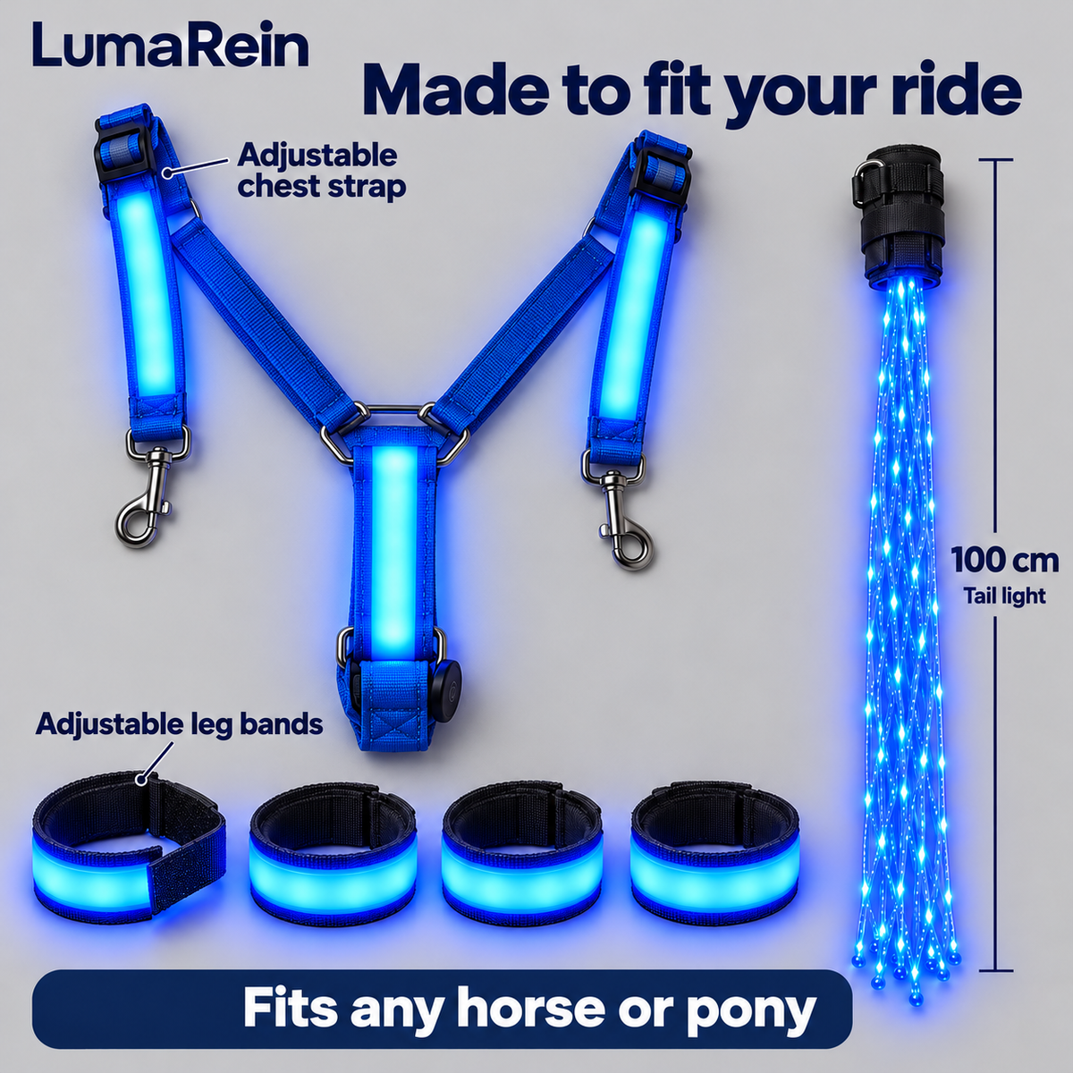 🐎Full Glow LED Horse Visibility Kit-✨Don’t Let the Dark Hide Your Horse