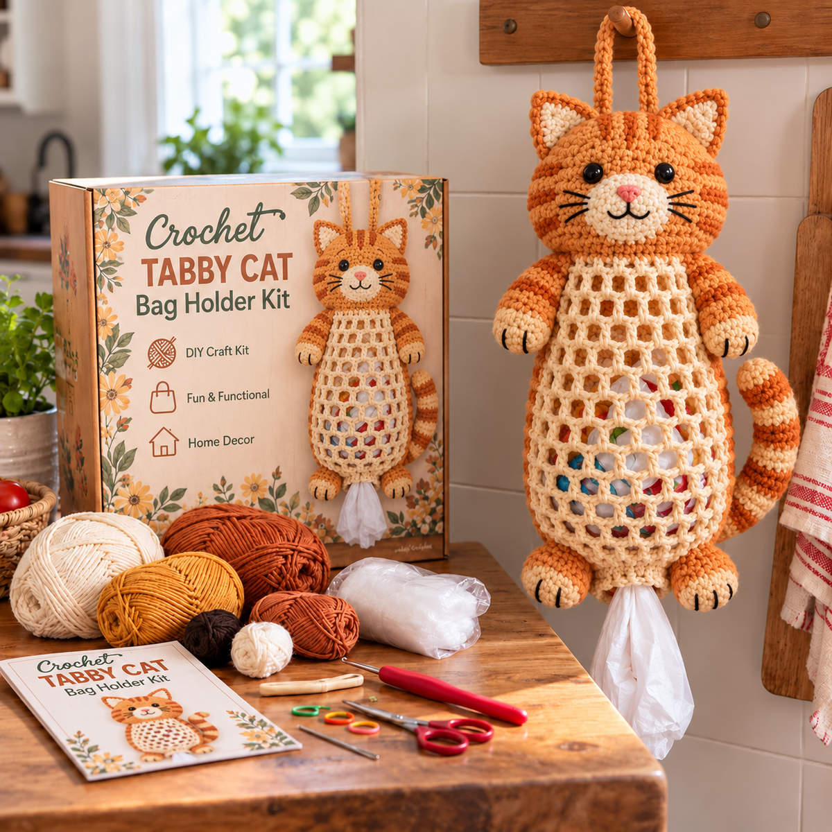 🧘Step-by-Step Guide Included🧶Crochet Animal Bag Holder Kit – Cute & Functional DIY Home Storage