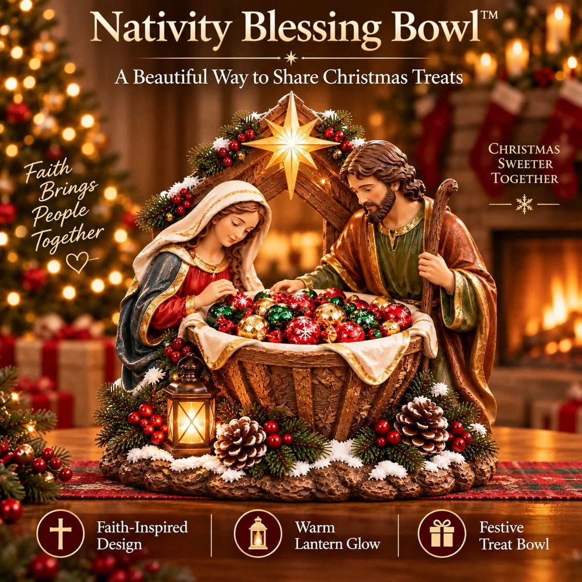 ⏳ Last Day 49% OFF – ✝️ Bethlehem Blessing Bowl™ | Lighted Nativity Christmas Treat Bowl 🎄