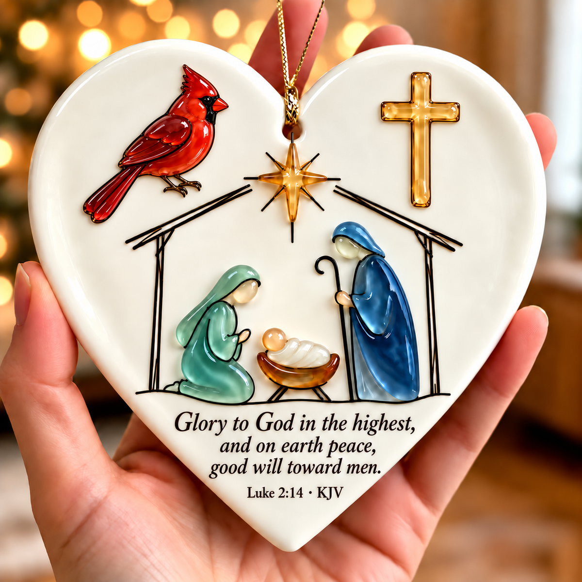 🤍✨ Sacred Stories™ Sea Glass Relief Bible Verse Heart Ornament ✝️