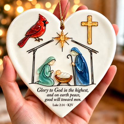 🤍✨ Sacred Stories™ Sea Glass Relief Bible Verse Heart Ornament ✝️