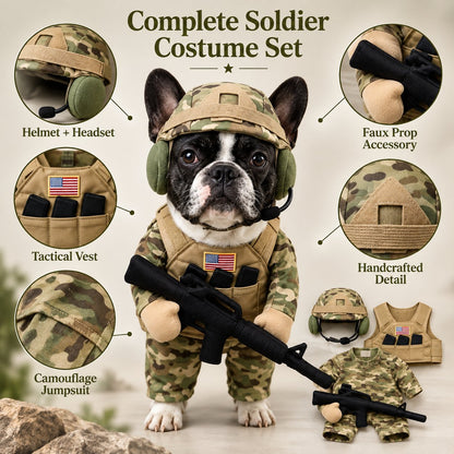 Military Camo Soldier Dog Costume – Complete 5-Piece Tactical Set