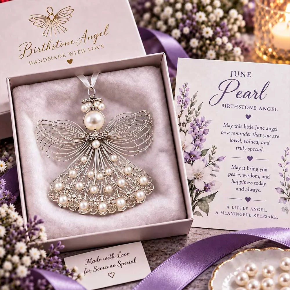 ⏳ Last Day 50% OFF – 👼Handmade Birthstone Angel Wire Ornament |12 Meaningful Birthstone Colors with Keepsake Card ✨