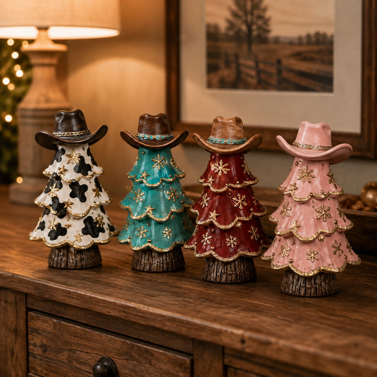 Figuritas de vaqueros de estilo navideño para el árbol