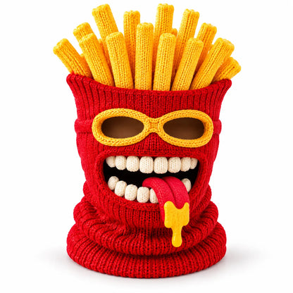 🍔🏂 3D Burger Monster Knit Ski Mask | Warm Full-Face Cover for Ski Trips, Parties & Winter Adventures ❄️