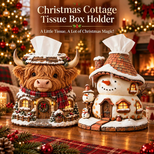 🏠Cozy Christmas Cottage Tissue Box Cover