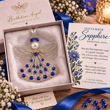 ⏳ Last Day 50% OFF – 👼Handmade Birthstone Angel Wire Ornament |12 Meaningful Birthstone Colors with Keepsake Card ✨
