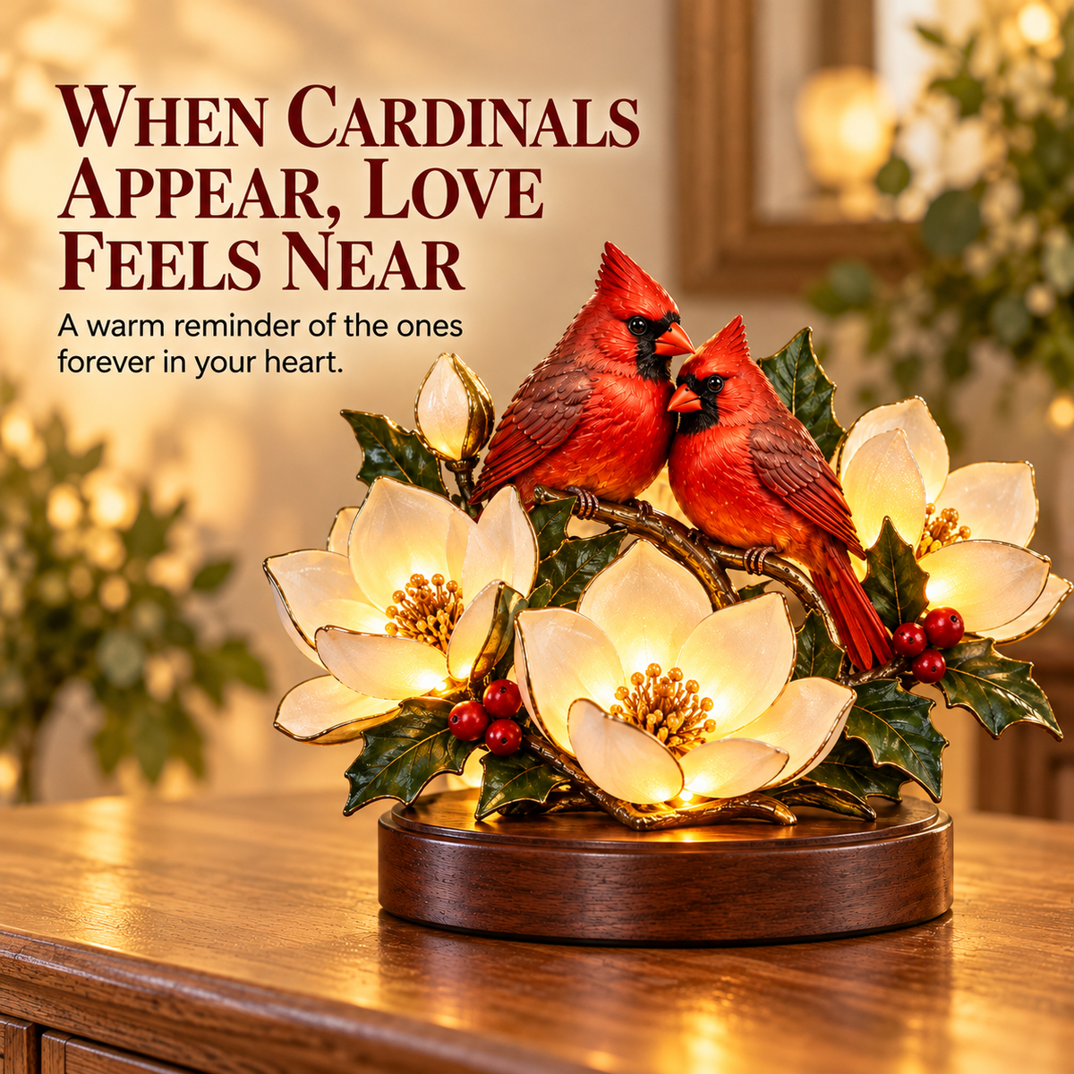 Cardinal Blessing Bloom Figurine